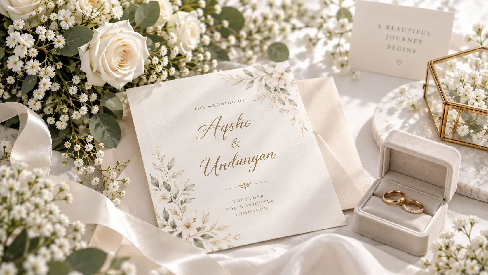 Undangan pernikahan dan dekorasi wedding elegan
